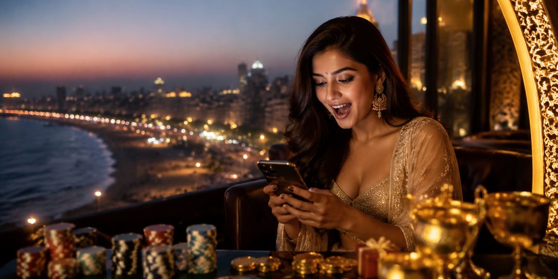 Mobile user at Chennai Marina Beach placing cricket bet via app