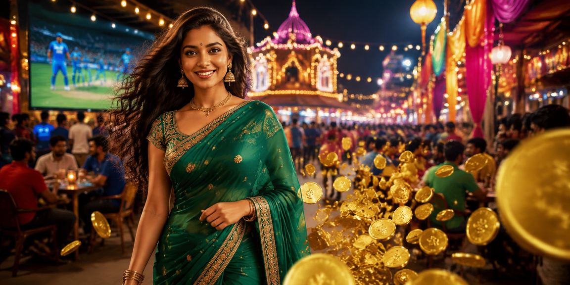 Cricket betting ambience in India with saree
